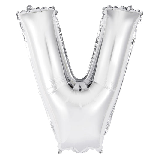 Silver Letter V Shaped Foil Balloon 14