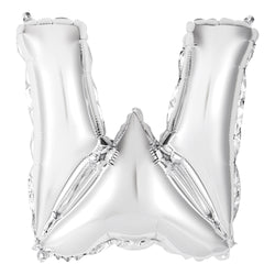 Silver Letter W Shaped Foil Balloon 14