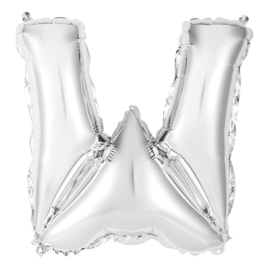 Silver Letter W Shaped Foil Balloon 14