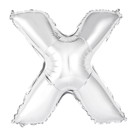 Silver Letter X Shaped Foil Balloon 14