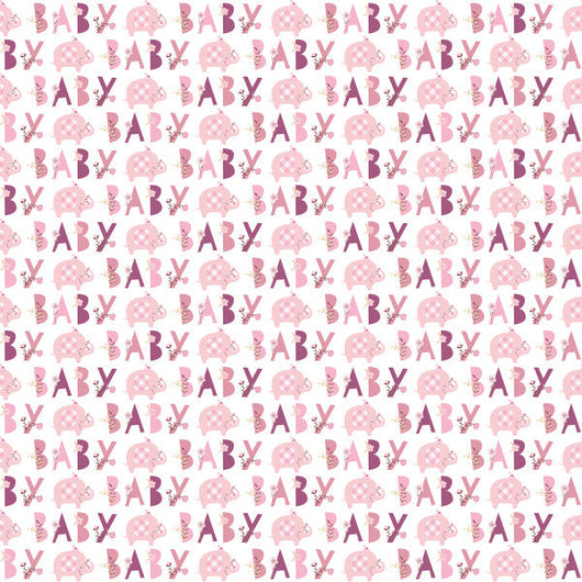 Pink Floral Elephant Gift Wrap 30