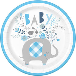 Blue Floral Elephant Round 9