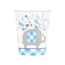 Blue Floral Elephant 9oz Paper Cups, 8ct