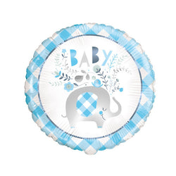 Blue Floral Elephant Round Foil Balloon 18