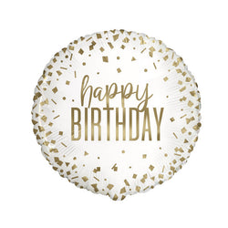 Confetti Gold Birthday Round Foil Balloon 18