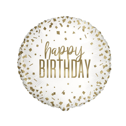 Confetti Gold Birthday Round Foil Balloon 18
