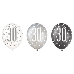 6ct Glitz Black Number 30 Assorted 12