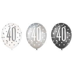 6ct Glitz Black Number 40 Assorted 12