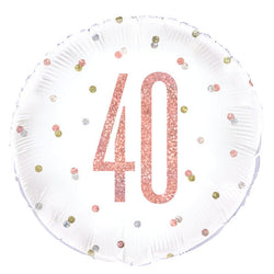 Birthday Rose Gold Glitz Number 40 Round Foil Balloon 18