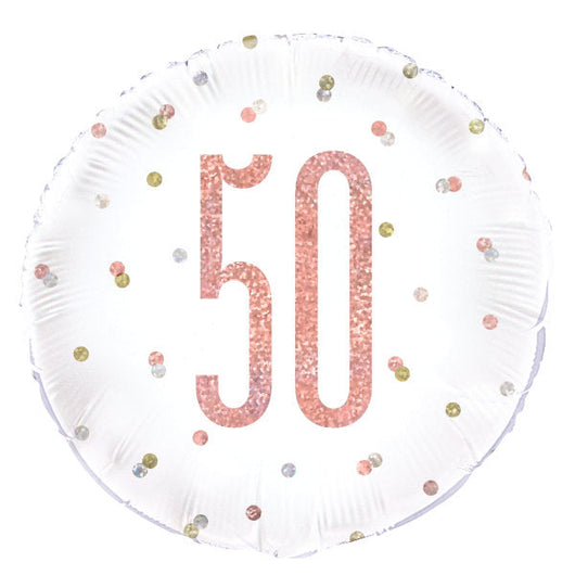 Birthday Rose Gold Glitz Number 50 Round Foil Balloon 18