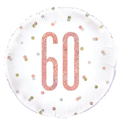 Birthday Rose Gold Glitz Number 60 Round Foil Balloon 18