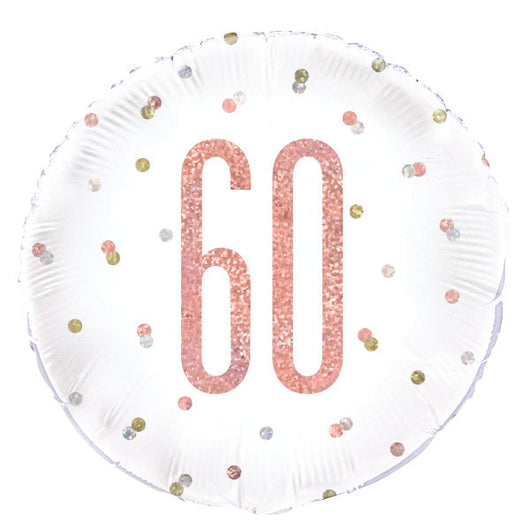 Birthday Rose Gold Glitz Number 60 Round Foil Balloon 18