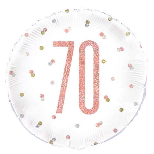 Birthday Rose Gold Glitz Number 70 Round Foil Balloon 18