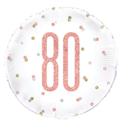 Birthday Rose Gold Glitz Number 80 Round Foil Balloon 18