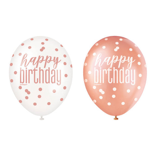6ct Glitz Rose Gold Happy Birthday Assorted 12