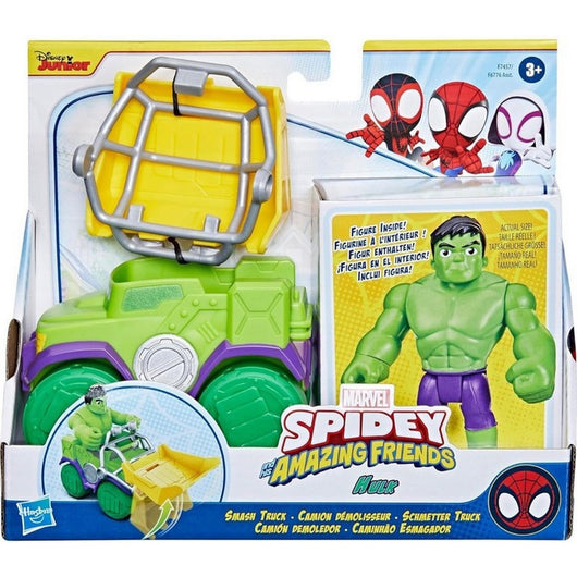 Marvel Spidey and His Amazing Friends Hulk Smash Truck Set, Action Figure with Vehicle and Accessory, Preschool Toys (14)