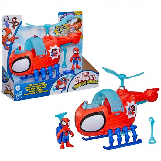 Marvel Spidey and His Amazing Friends Team Spidey Copter, 3-Inch (7.6 CM) Action Figure with Toy Vehicle (2)