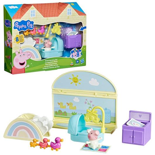 Peppa Pig Evie's Nursery Set with 1 Figure and 7 Accessories, Works with Peppa's Big Family House Playset (4)
