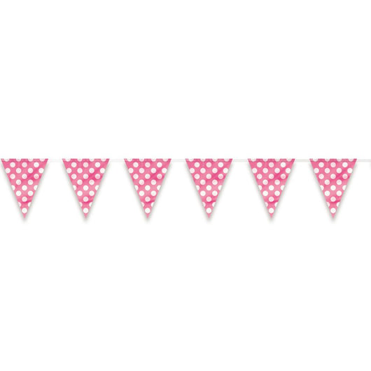 Hot Pink Dots Flag Banner, 12ft