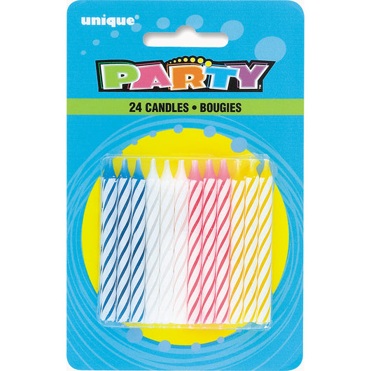 Multicolor Spiral Birthday Candles, 24ct