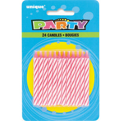 Pink Spiral Birthday Candles, 24ct