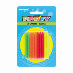 Multicolor Neon Birthday Candles, 20ct