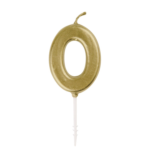 Mini Gold Number 0 Pick Birthday Candle