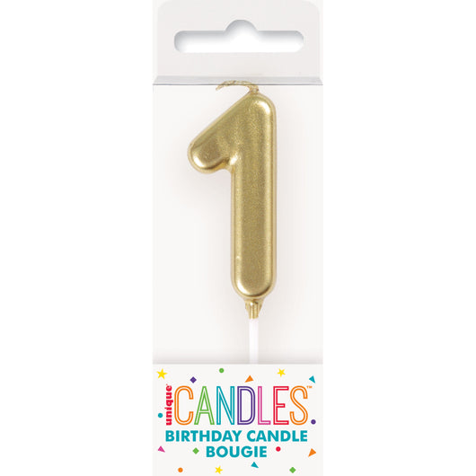 Mini Gold Number 1 Pick Birthday Candle
