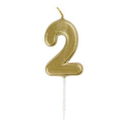 Mini Gold Number 2 Pick Birthday Candle