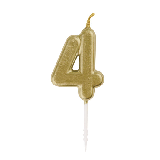 Mini Gold Number 4 Pick Birthday Candle