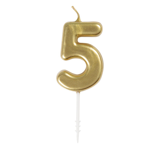 Mini Gold Number 5 Pick Birthday Candle