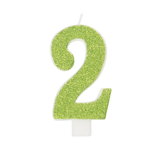 Glitter Number 2 Birthday Candle - Assorted Colors