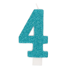 Glitter Number 4 Birthday Candle - Assorted Colors