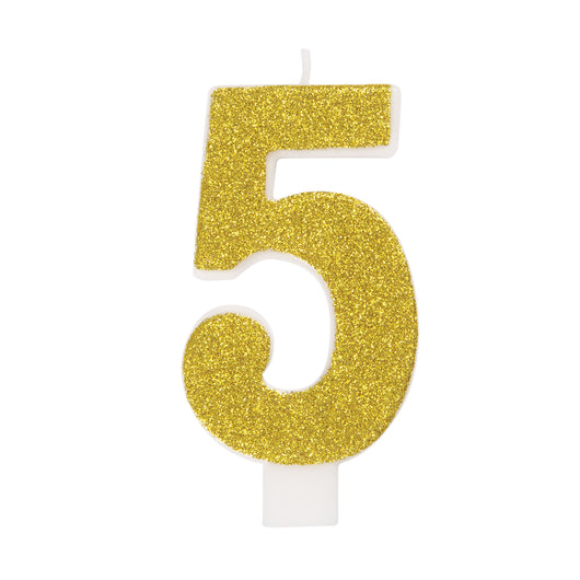Glitter Number 5 Birthday Candle - Assorted Colors