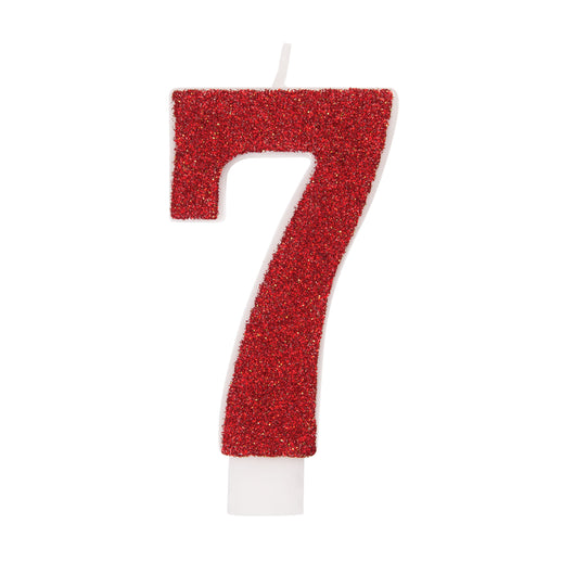 Glitter Number 7 Birthday Candle - Assorted Colors