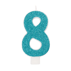 Glitter Number 8 Birthday Candle - Assorted Colors