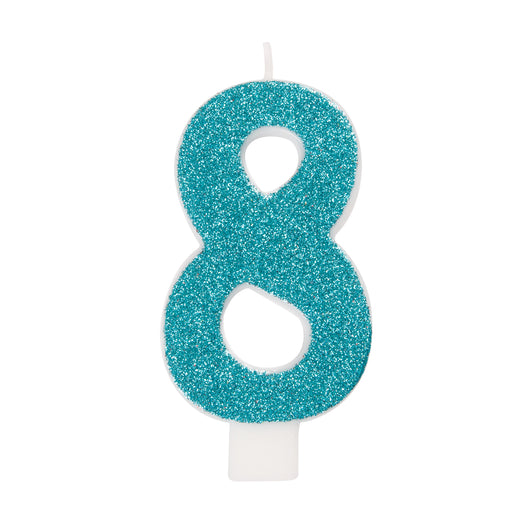 Glitter Number 8 Birthday Candle - Assorted Colors