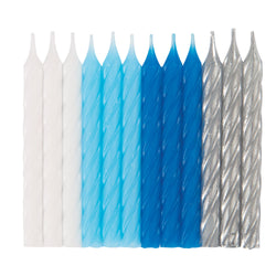 Blue, White & Silver Spiral Birthday Candles, 24ct