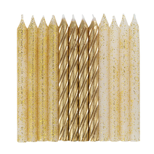 Glitter and Gold Spiral Birthday Candles - Assorted, 24ct