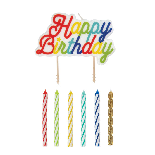 Multi Colored Birthday Candles and Large 