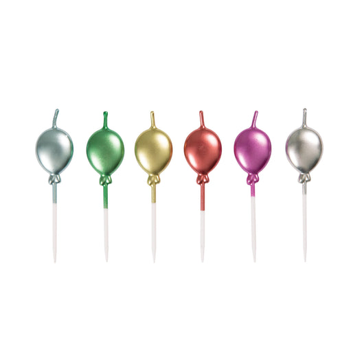Metallic Balloon Pick Birthday Candles - Assorted, 6ct