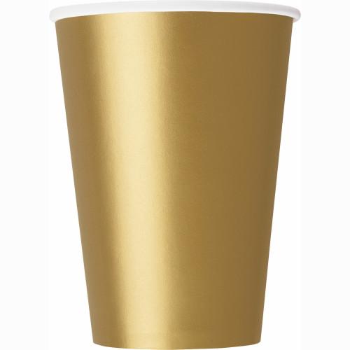 Gold Solid 9oz Paper Cups, 14ct