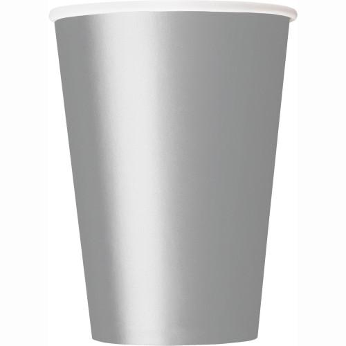 Silver Solid 9oz Paper Cups, 14ct