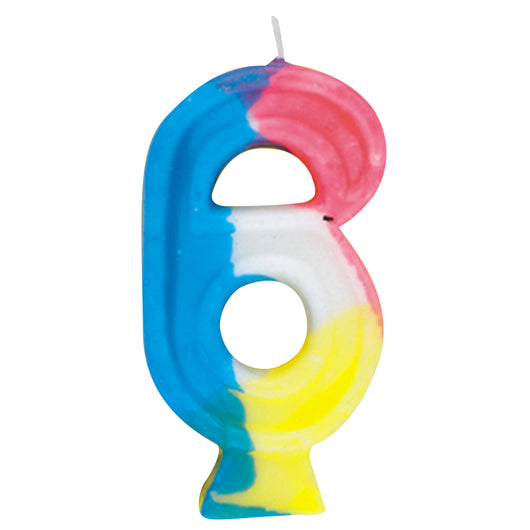 Number 6 Rainbow Birthday Candle