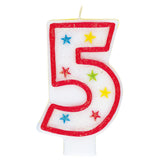 Number 5 Glitter Birthday Candle with Cake Decoration