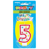 Number 5 Glitter Birthday Candle with Cake Decoration