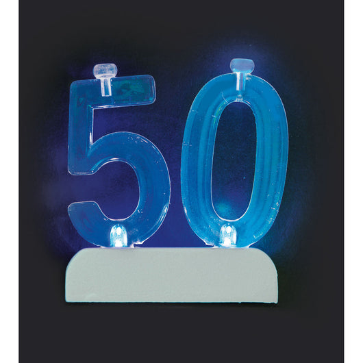 Number 50 Flashing Holder with Birthday Candles