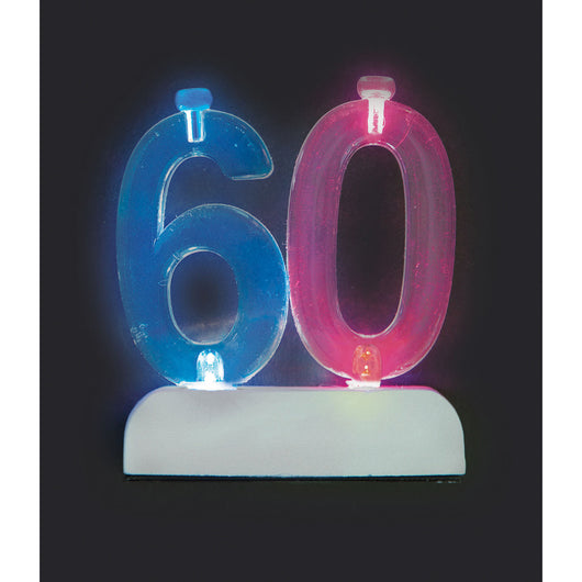 Number 60 Flashing Holder with Birthday Candles