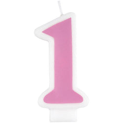 1st Birthday Number Candle - Pink