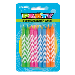 Chevron Birthday Candles - Assorted Colors, 8ct